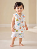 NAEIM Premium Muslin Jabla & Shorts Set – Dinosaur Print