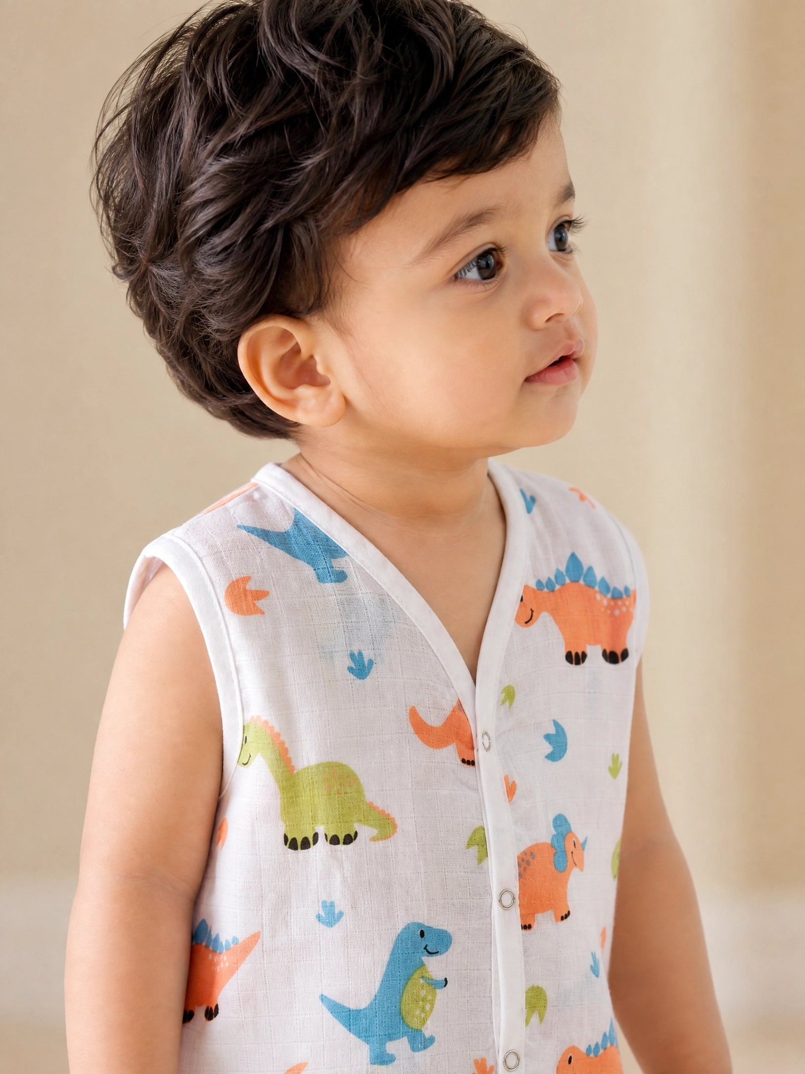NAEIM Premium Muslin Jabla & Shorts Set – Dinosaur Print