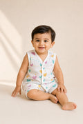 NAEIM Premium Cotton Muslin Jabla & Shorts Set – Pastel Hearts Print