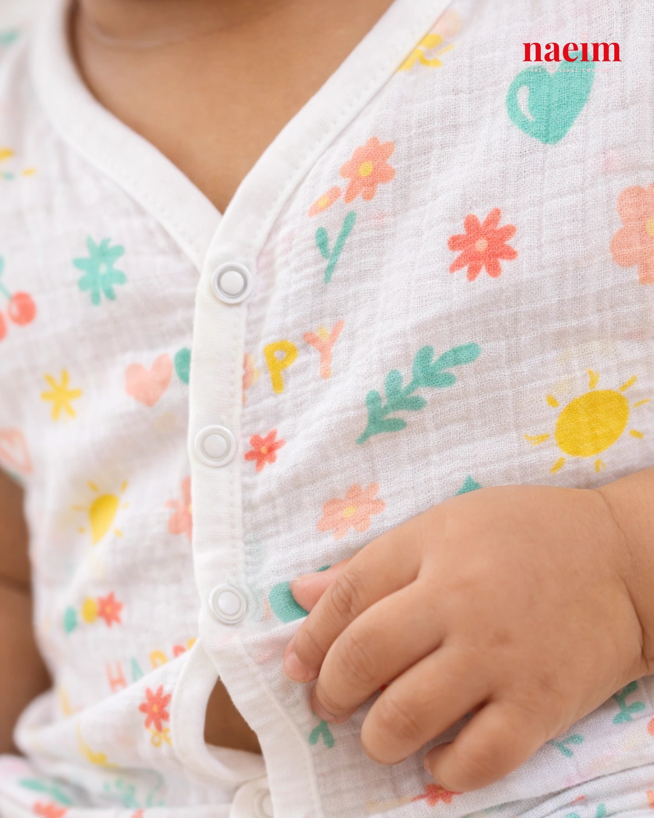 Muslin Sleeveless Jabla & Shorts Set - Playful Multi-Icon Print - Happy Summer