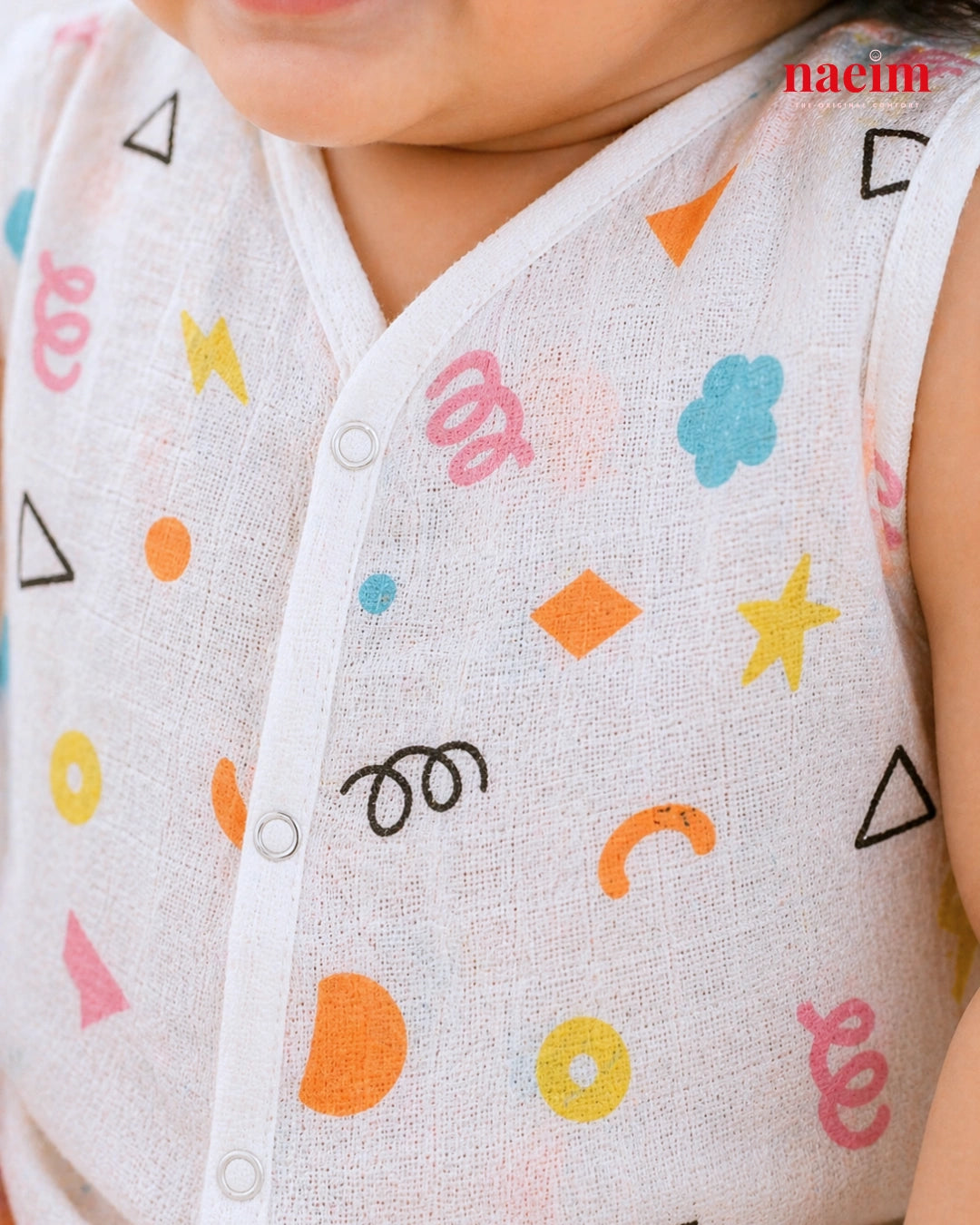 Muslin Sleeveless Jabla & Shorts Set - Geomentry-Themed Summer Essentials - Geomentry