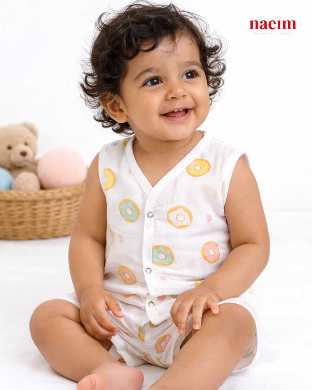 Muslin Sleeveless Jabla & Shorts Set - Dessert Themed Assorted set