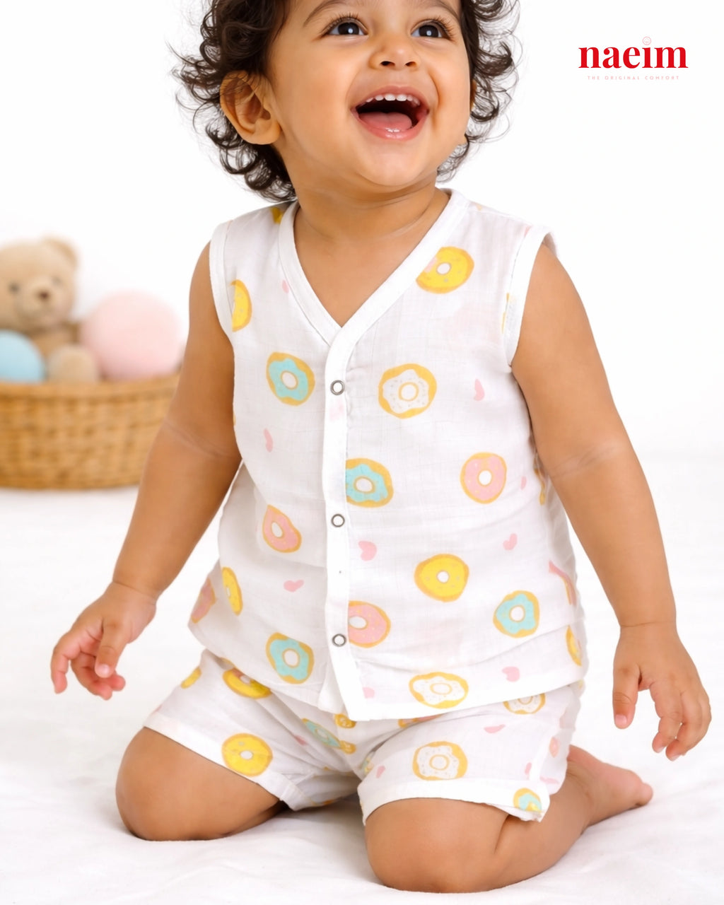 Muslin Jabla & Short Set for Babies – Pack of 3 Assorted