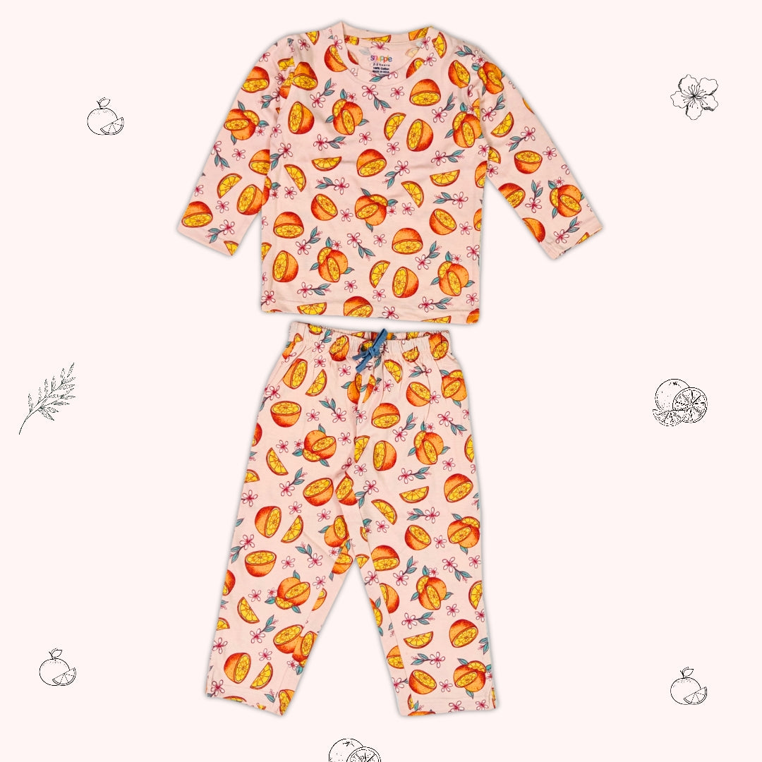 Night Dress for Childrens - Night Dress Kidswear - Orange