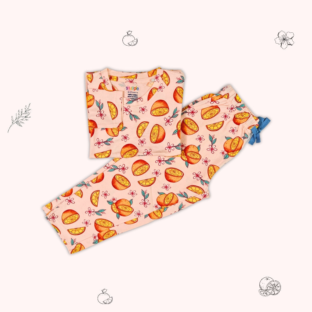 Night Dress for Childrens - Night Dress Kidswear - Orange