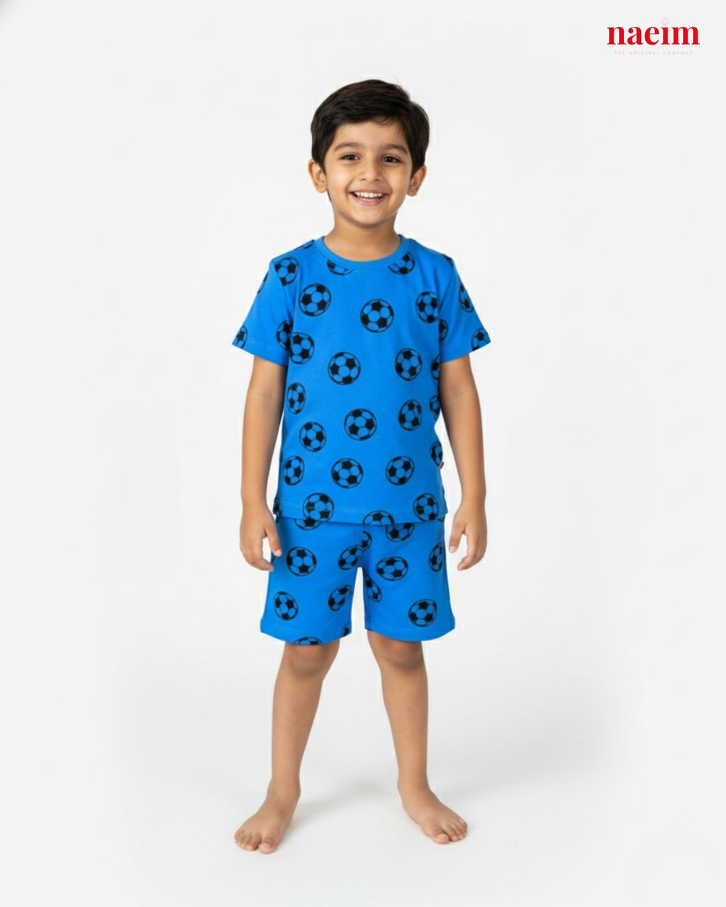 Kids' Co-ord Cotton T-Shirt & Shorts Set| Football All-Over Print Designs
