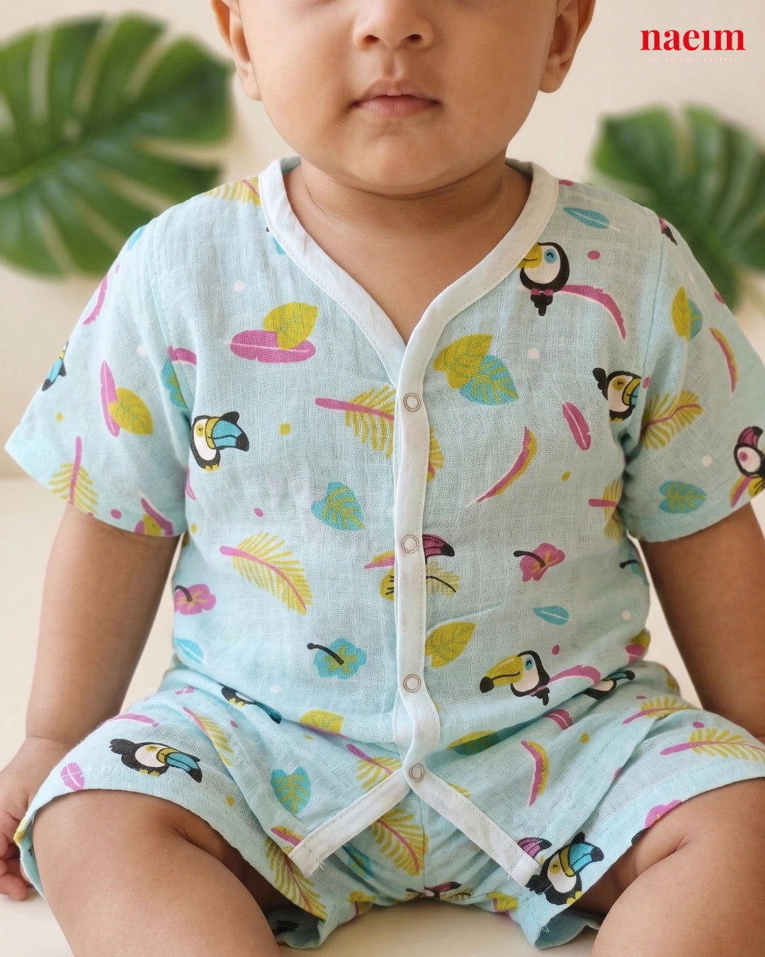 Premium Toucan Tropics Muslin Jabla and Shorts Set - Breathable Cotton Baby Co-ord